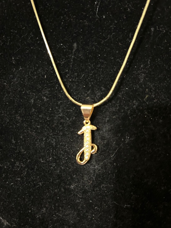 Fashion Jewelry Gold Script 'J' Pendant Necklace - Picture 2 of 3